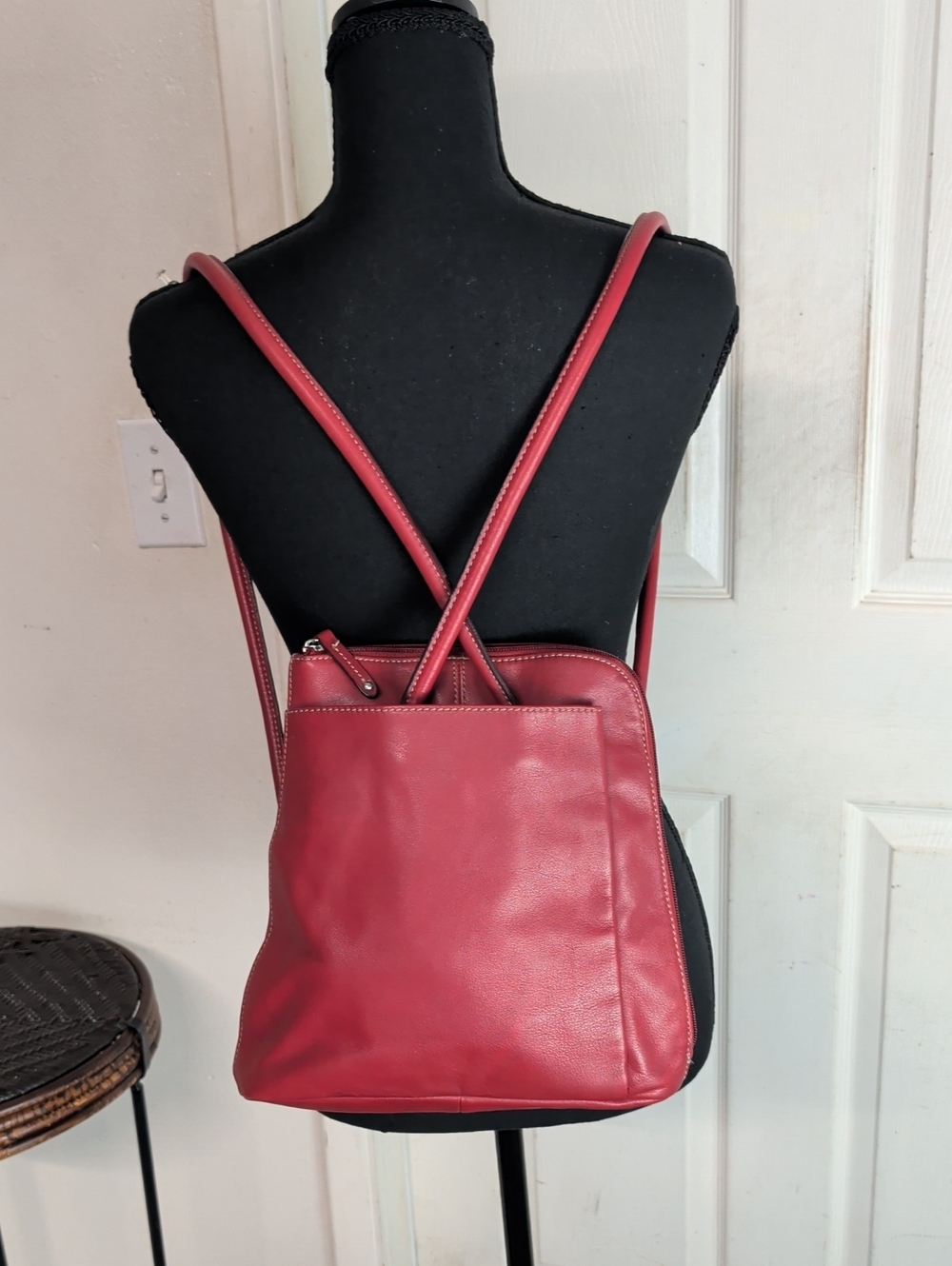 Clarks Red Leather Backpack Bag